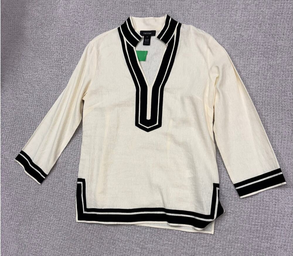 Karen Kane White Long Sleeve Tunic Blouse Size M NWT #69014